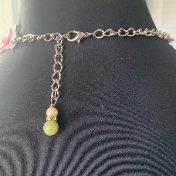 Bib Necklace flapper image glass hand sewn glass beads satin ribbon flowers - Picture 11 of 17